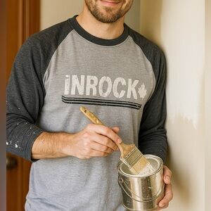 Initial Attraction Inrock Gray & Charcoal Raglan Tee – Size L